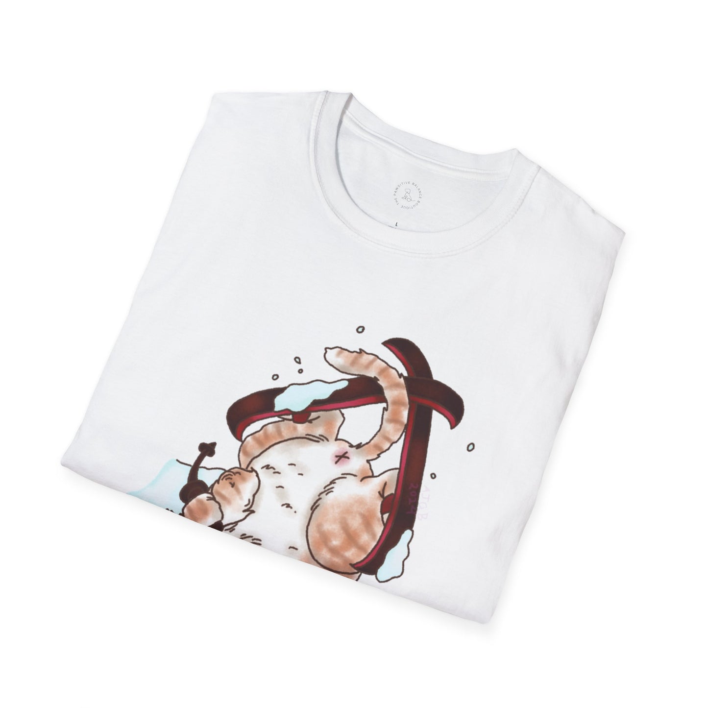 Clumsy Ski-tty Cat Unisex Softstyle T-Shirt