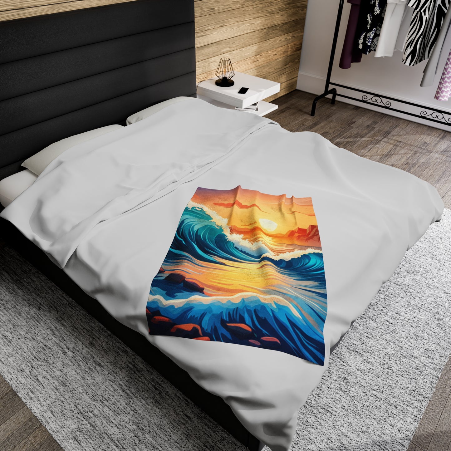 Ocean Waves -Velveteen Plush Blanket