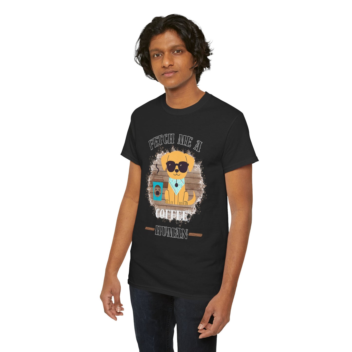 Funny Coffee Lover Unisex Heavy Cotton Tee - 'Fetch Me A Coffee Human'