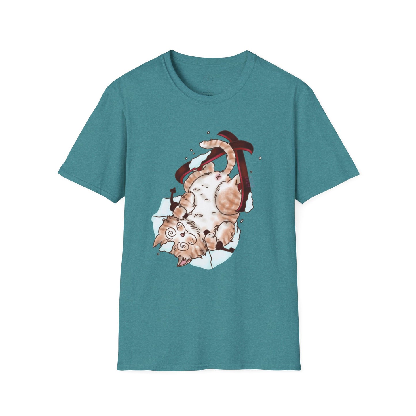 Clumsy Ski-tty Cat Unisex Softstyle T-Shirt