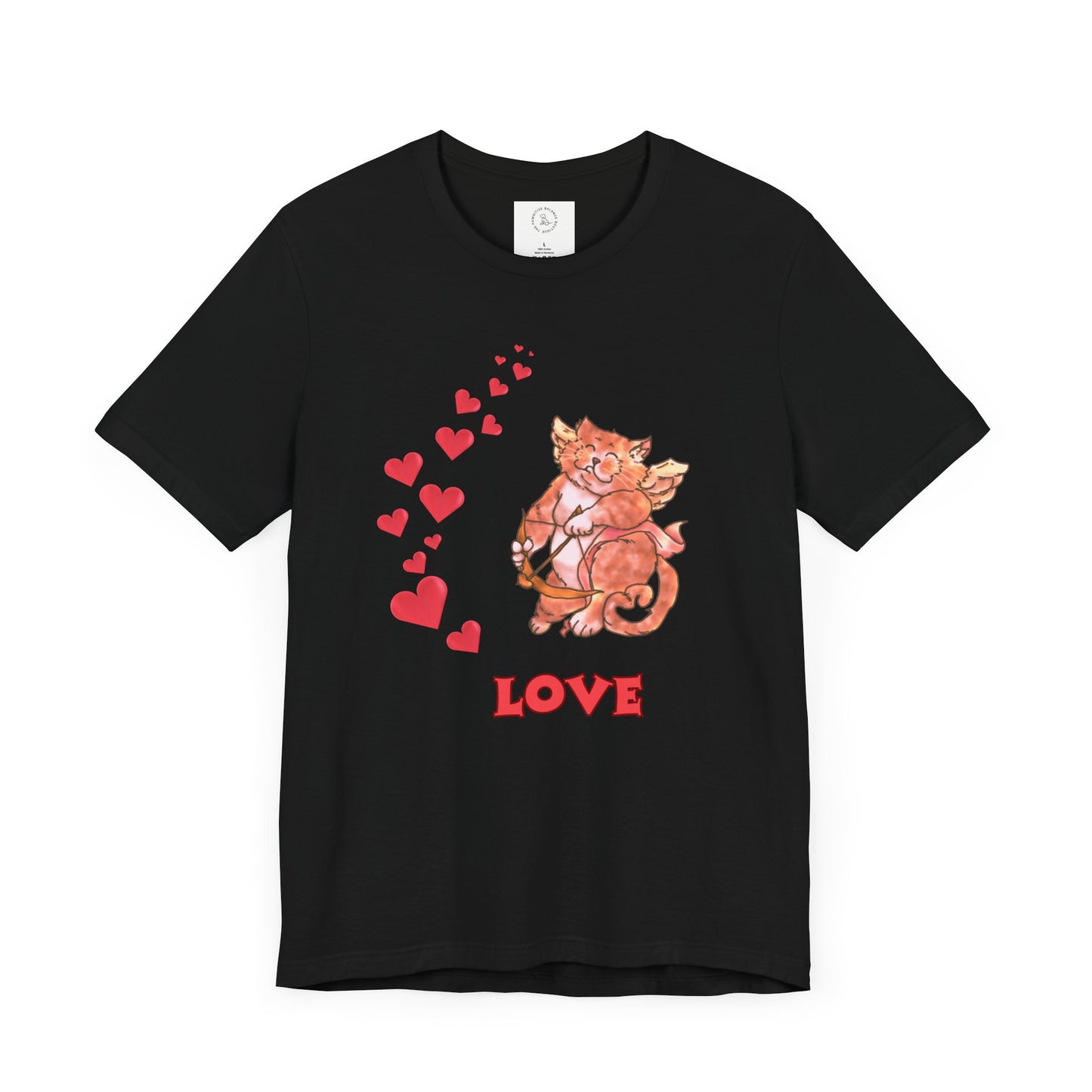 Cute Love Cat Short Sleeve Tee, Valentine's Day Gift, Casual T-Shirt, Trendy Outfits, Fun Graphic Shirt, Unisex Apparel