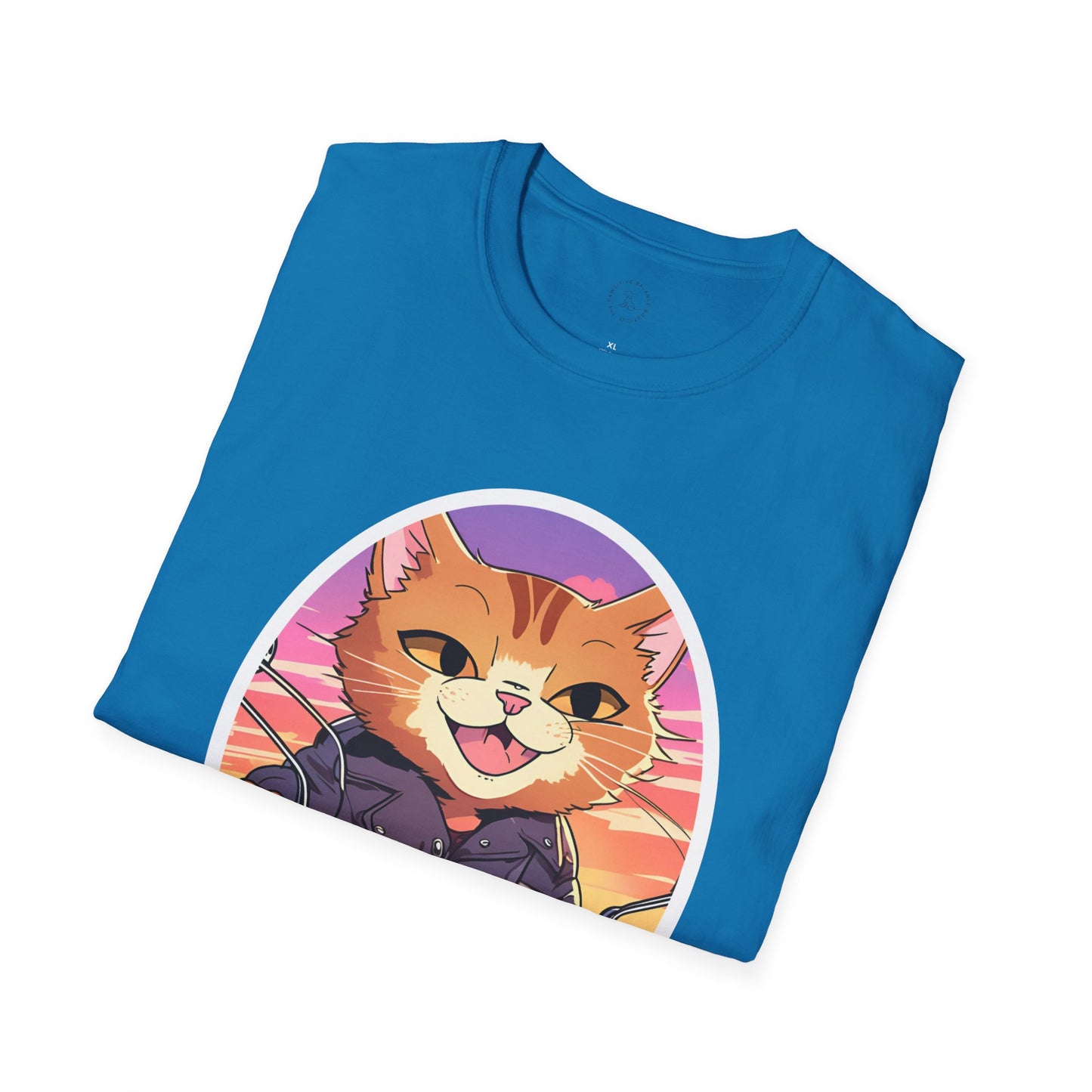 Motorcycle Riding Cat Unisex Softstyle T-Shirt