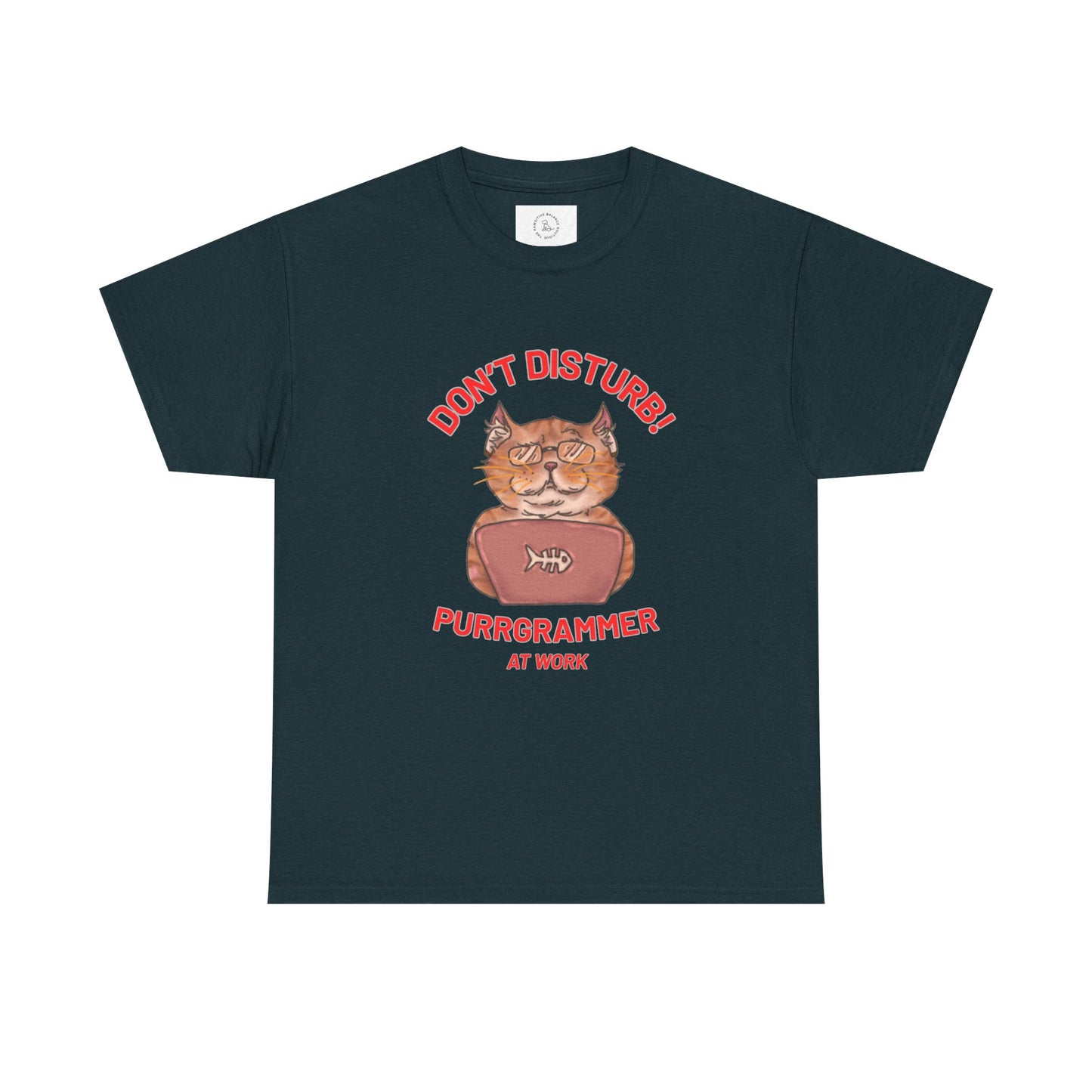 Funny Cat Purrgrammer Tee - Unisex Heavy Cotton T-Shirt, Perfect for Cat Lovers at Work