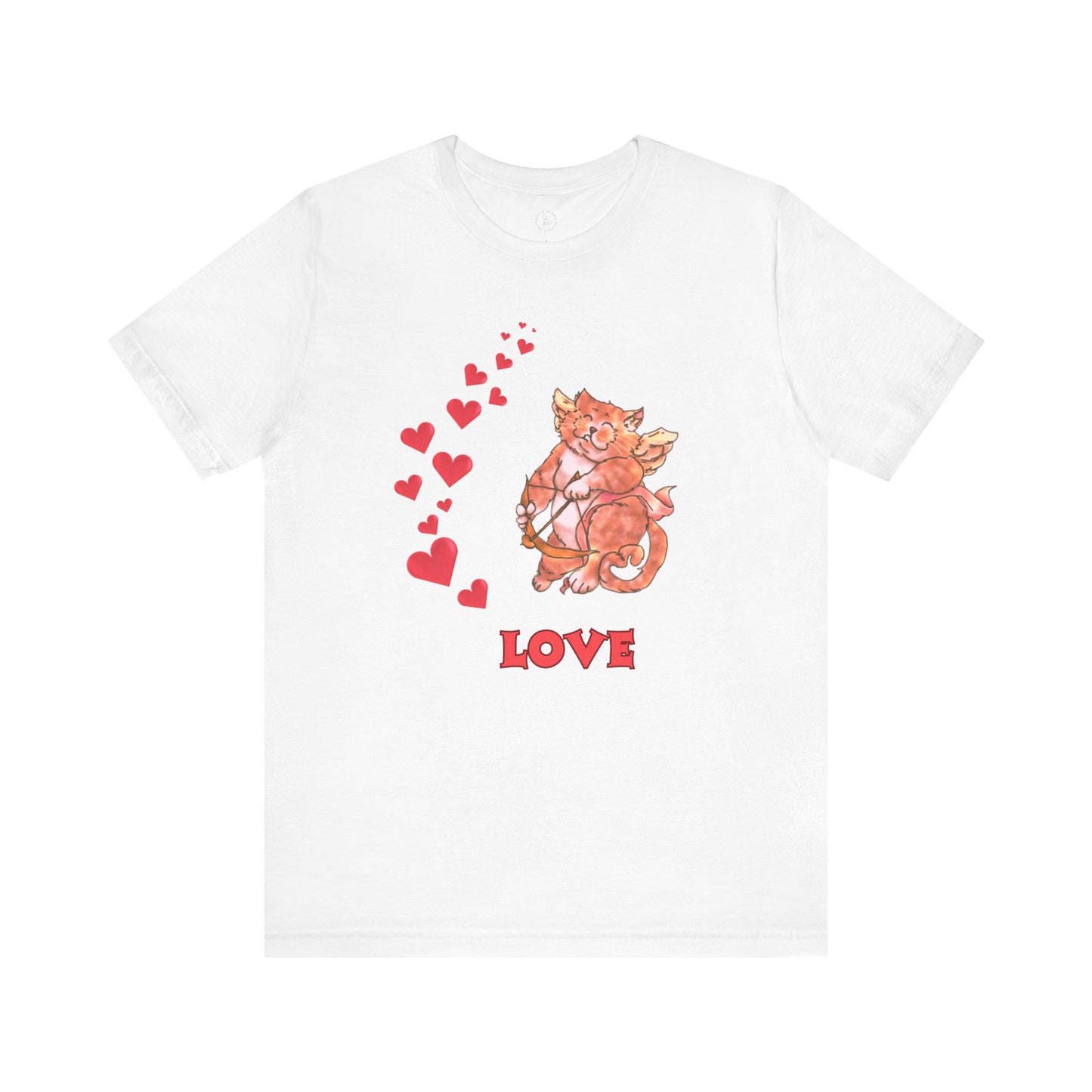 Cute Love Cat Short Sleeve Tee, Valentine's Day Gift, Casual T-Shirt, Trendy Outfits, Fun Graphic Shirt, Unisex Apparel
