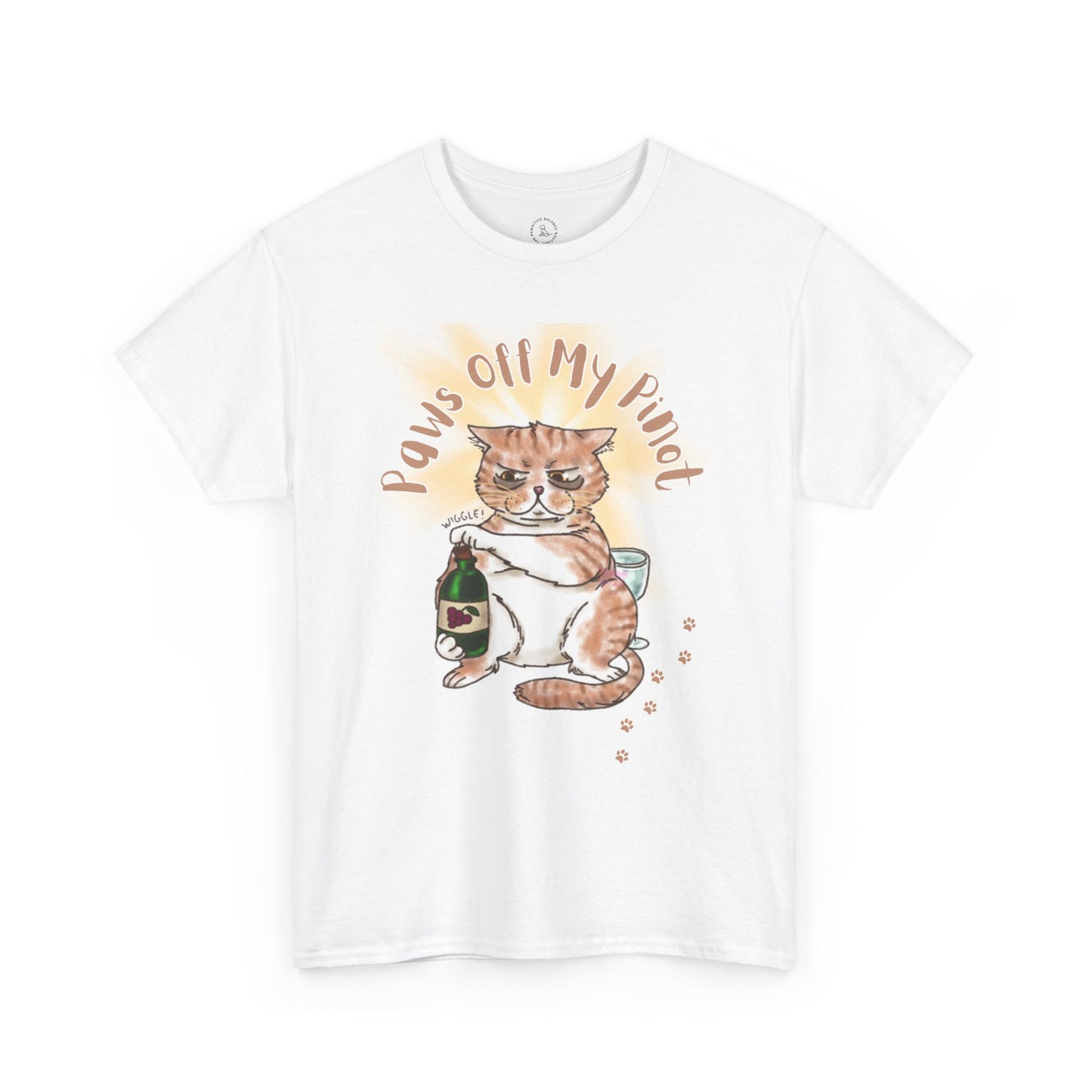 Funny Cat Paws Off My Pinot Unisex Heavy Cotton Tee