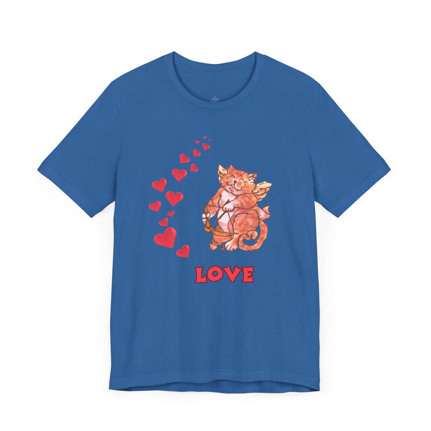 Cute Love Cat Short Sleeve Tee, Valentine's Day Gift, Casual T-Shirt, Trendy Outfits, Fun Graphic Shirt, Unisex Apparel
