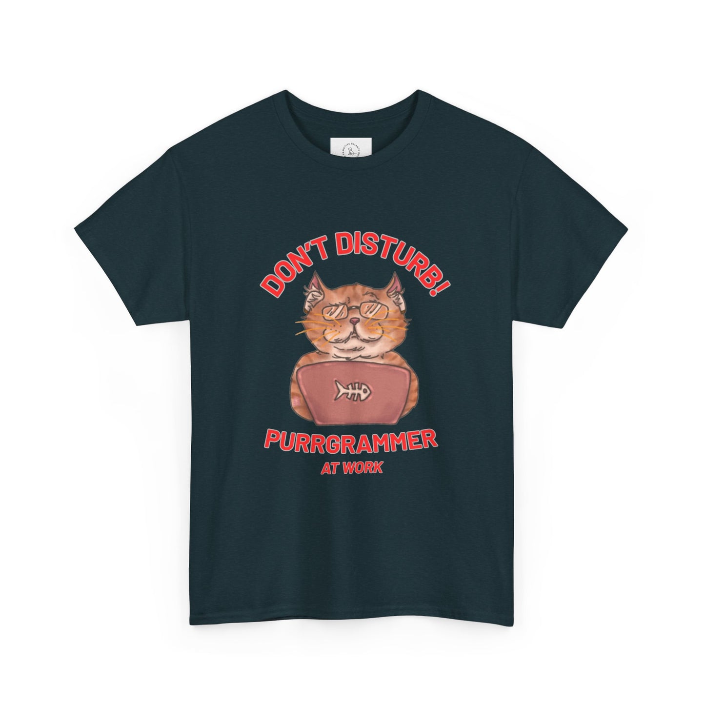 Funny Cat Purrgrammer Tee - Unisex Heavy Cotton T-Shirt, Perfect for Cat Lovers at Work