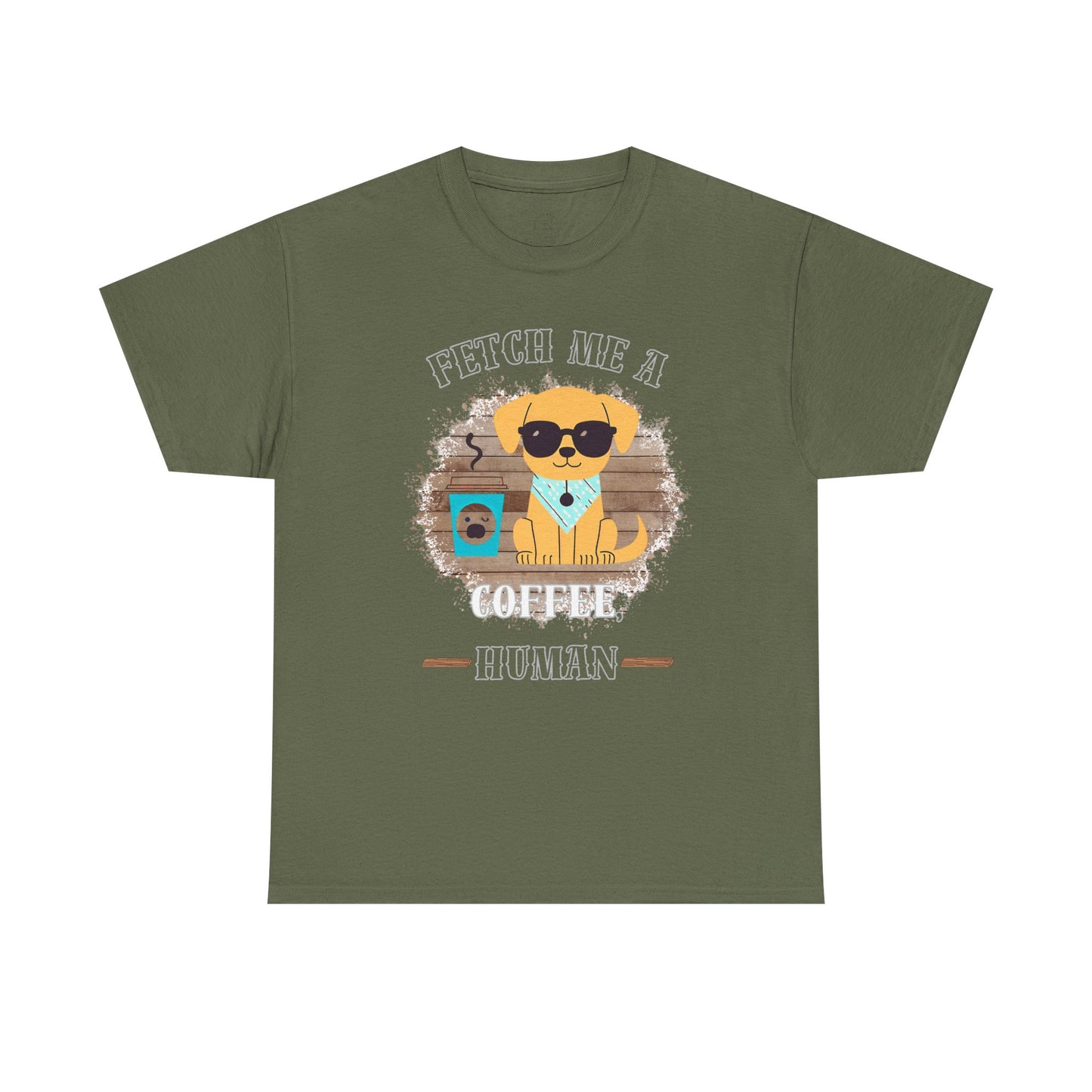 Funny Coffee Lover Unisex Heavy Cotton Tee - 'Fetch Me A Coffee Human'