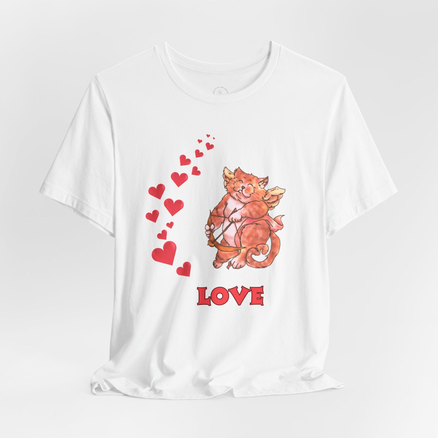 Cute Love Cat Short Sleeve Tee, Valentine's Day Gift, Casual T-Shirt, Trendy Outfits, Fun Graphic Shirt, Unisex Apparel