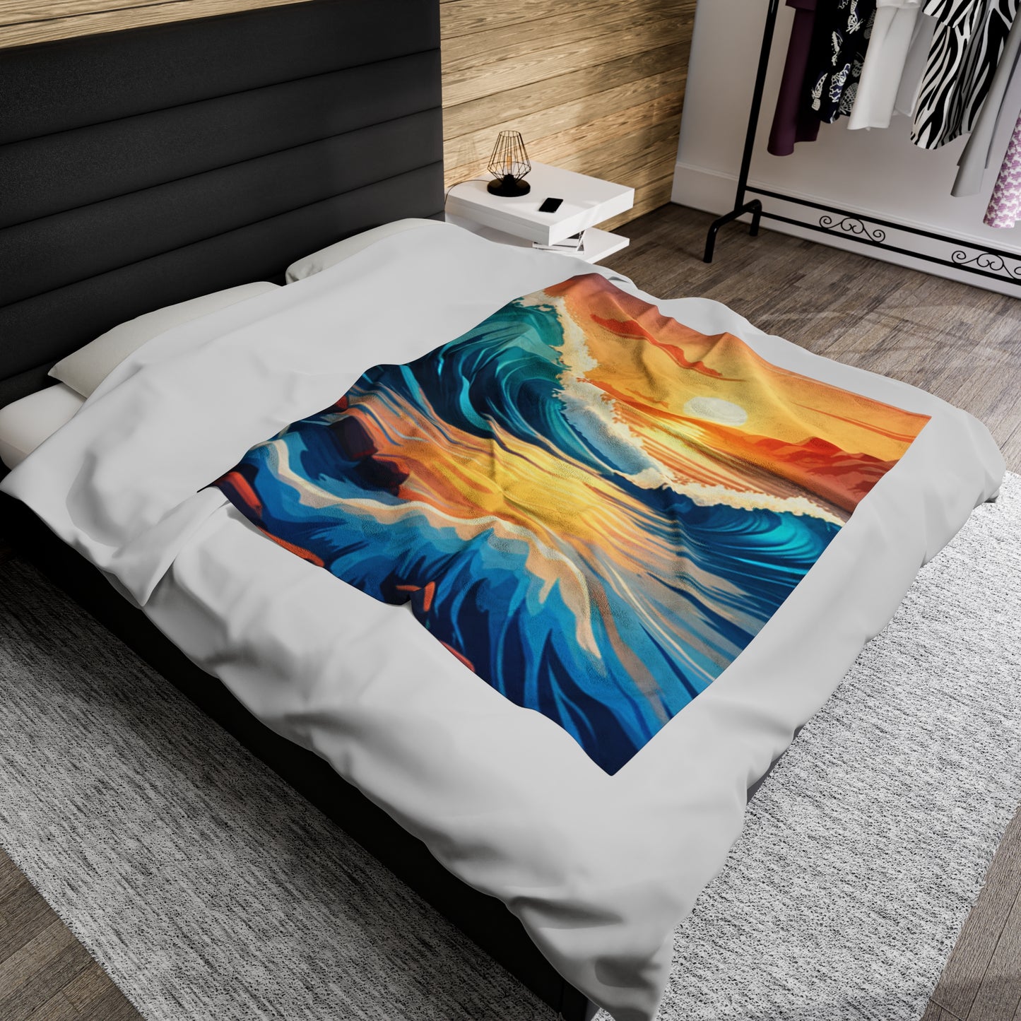 Ocean Waves -Velveteen Plush Blanket