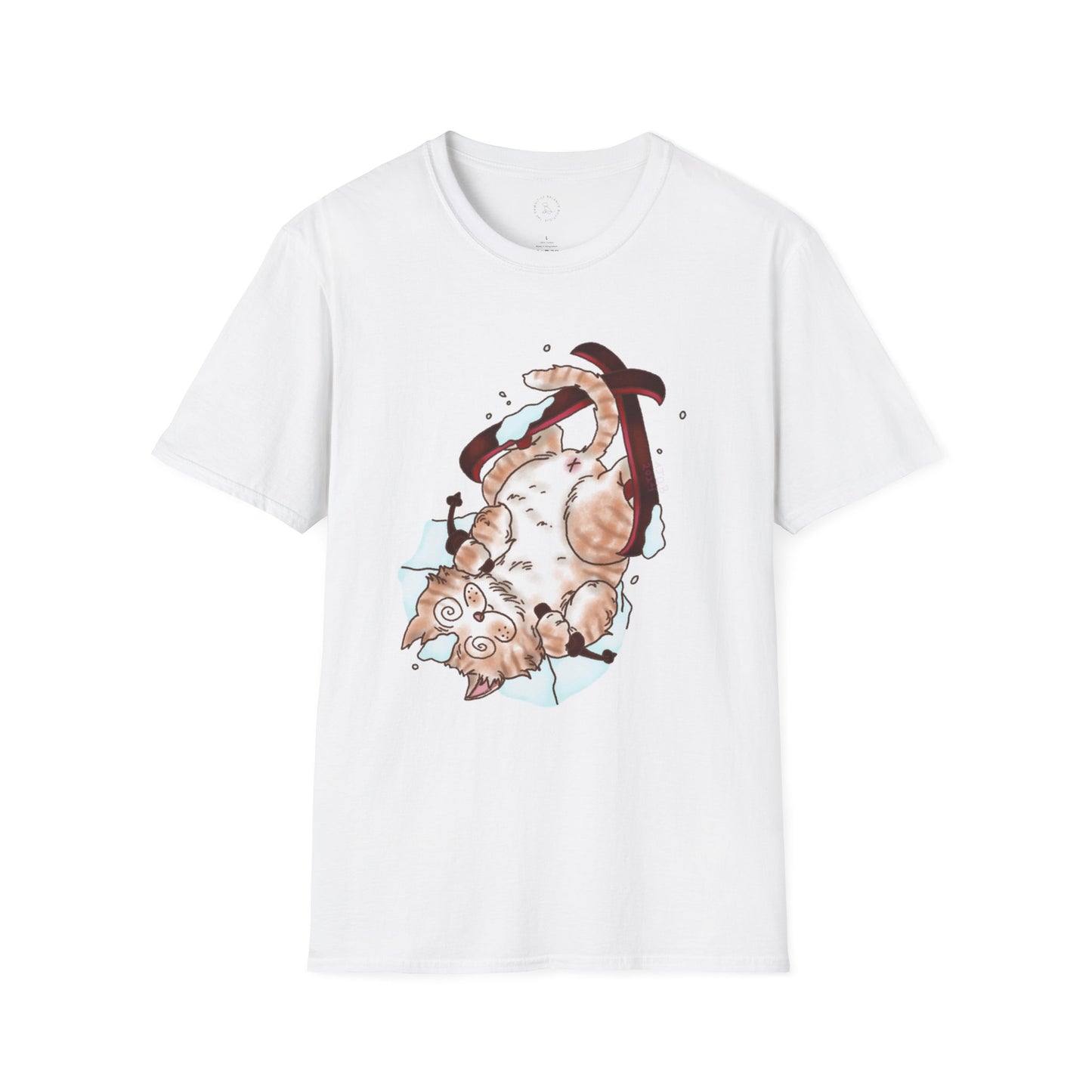Clumsy Ski-tty Cat Unisex Softstyle T-Shirt