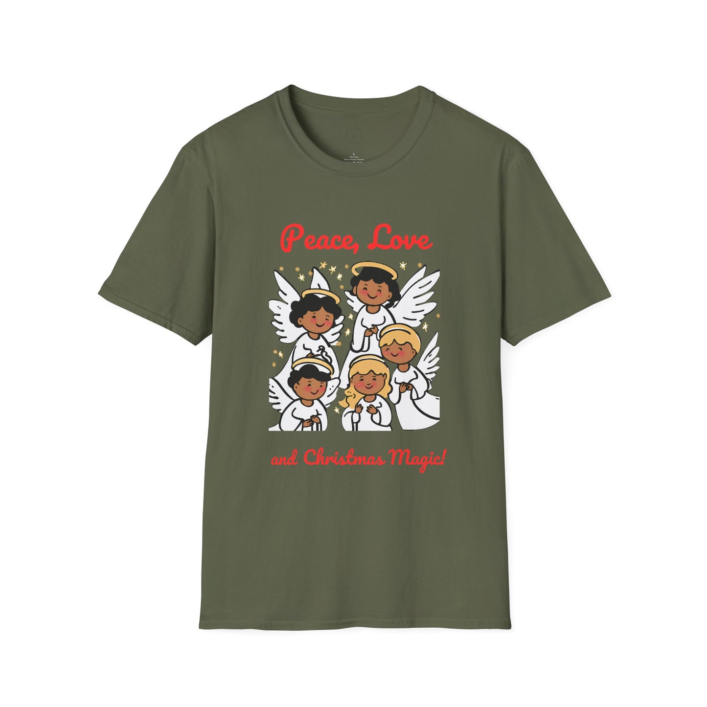 Peace, Love and Christmas Magic Unisex Softstyle T-Shirt