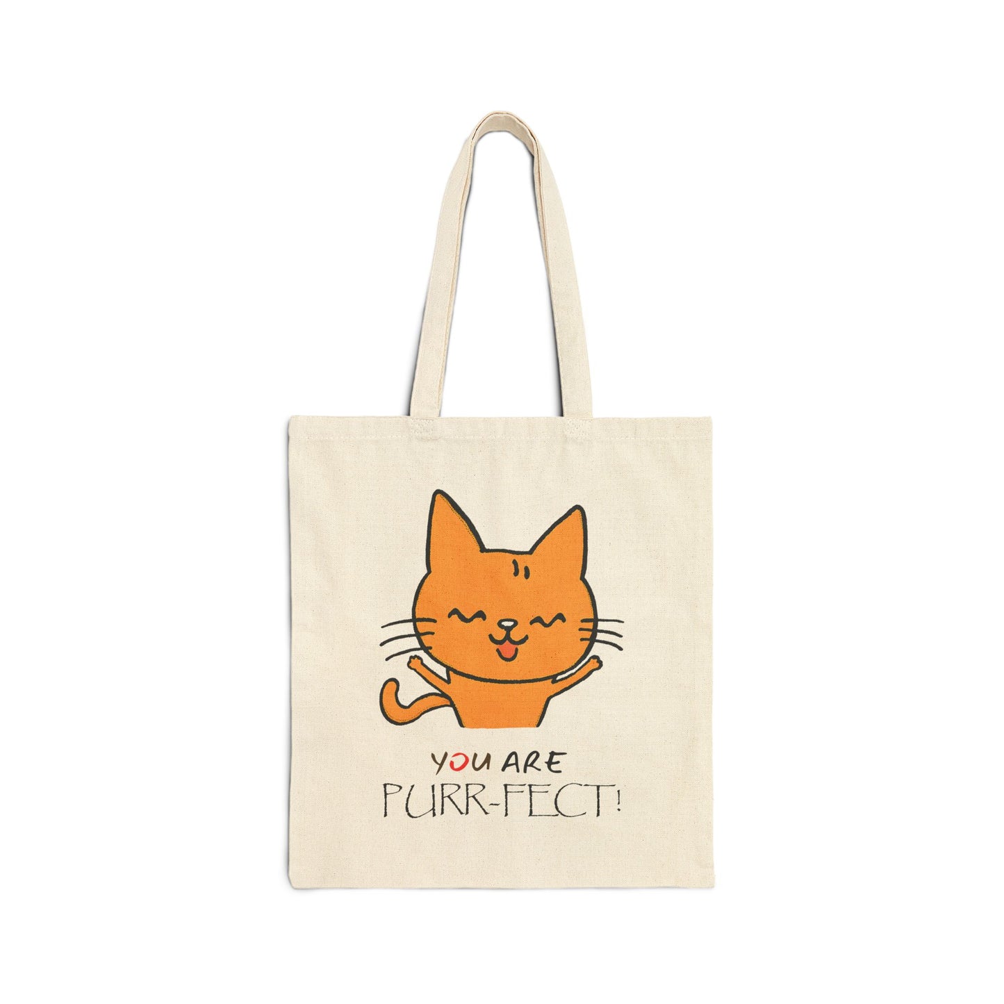 Orange Cat Life Cotton Canvas Tote Bag
