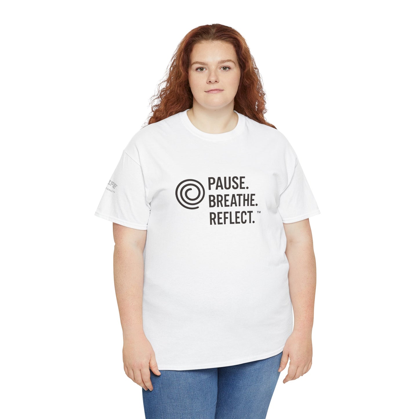 Inspirational Unisex Heavy Cotton Tee - Pause. Breathe. Reflect. - Relaxed Fit Shirt for Mindfulness, Self-Care, Gifts, Everyday Wear
