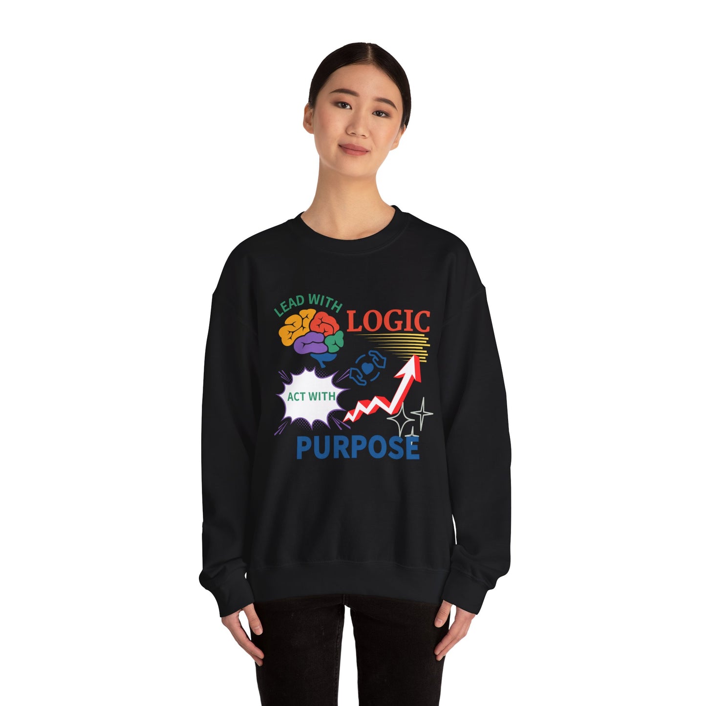Unisex Heavy Blend™ Crewneck Sweatshirt - "Lead with Logic, Act with Purpose" Inspirational Design