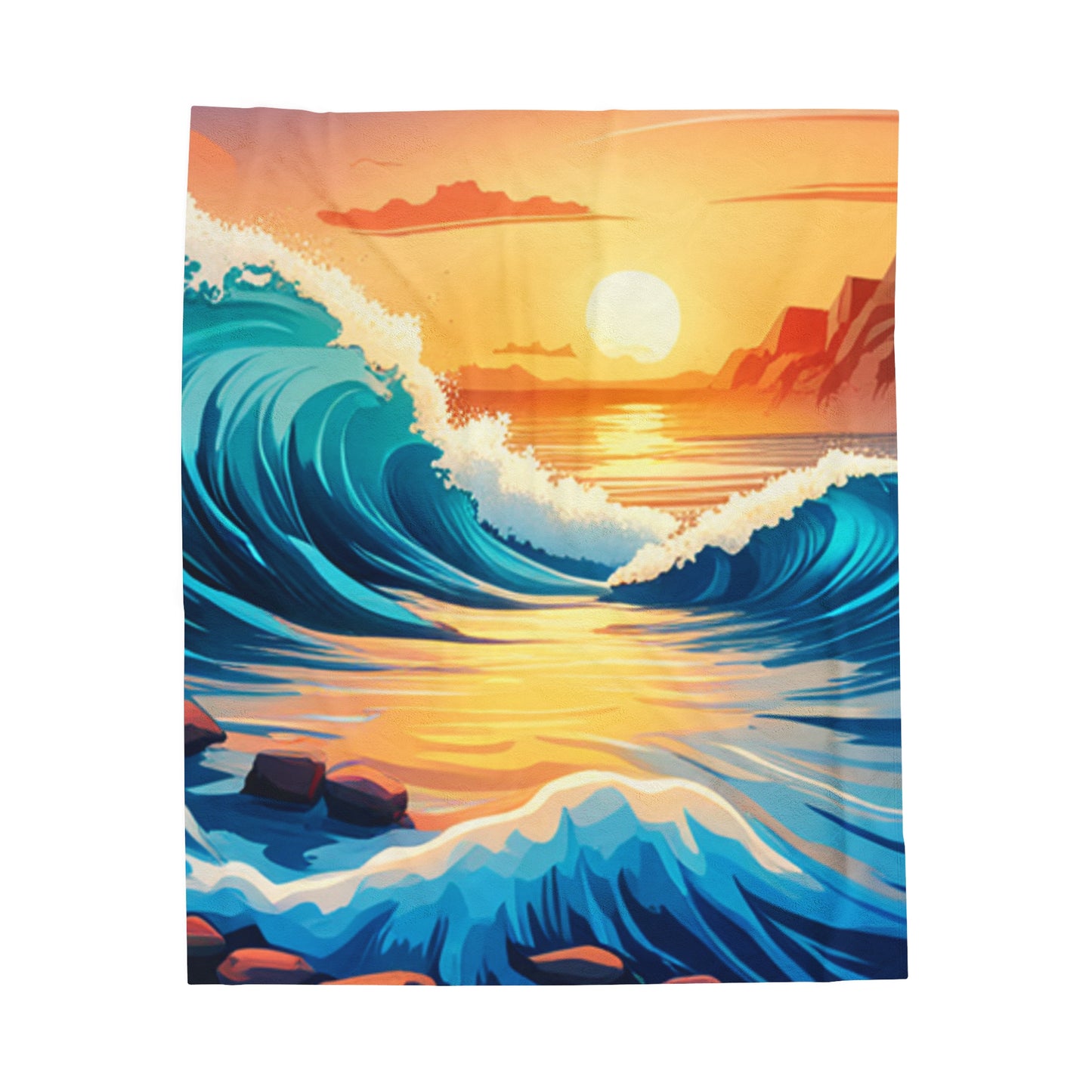Ocean Waves -Velveteen Plush Blanket