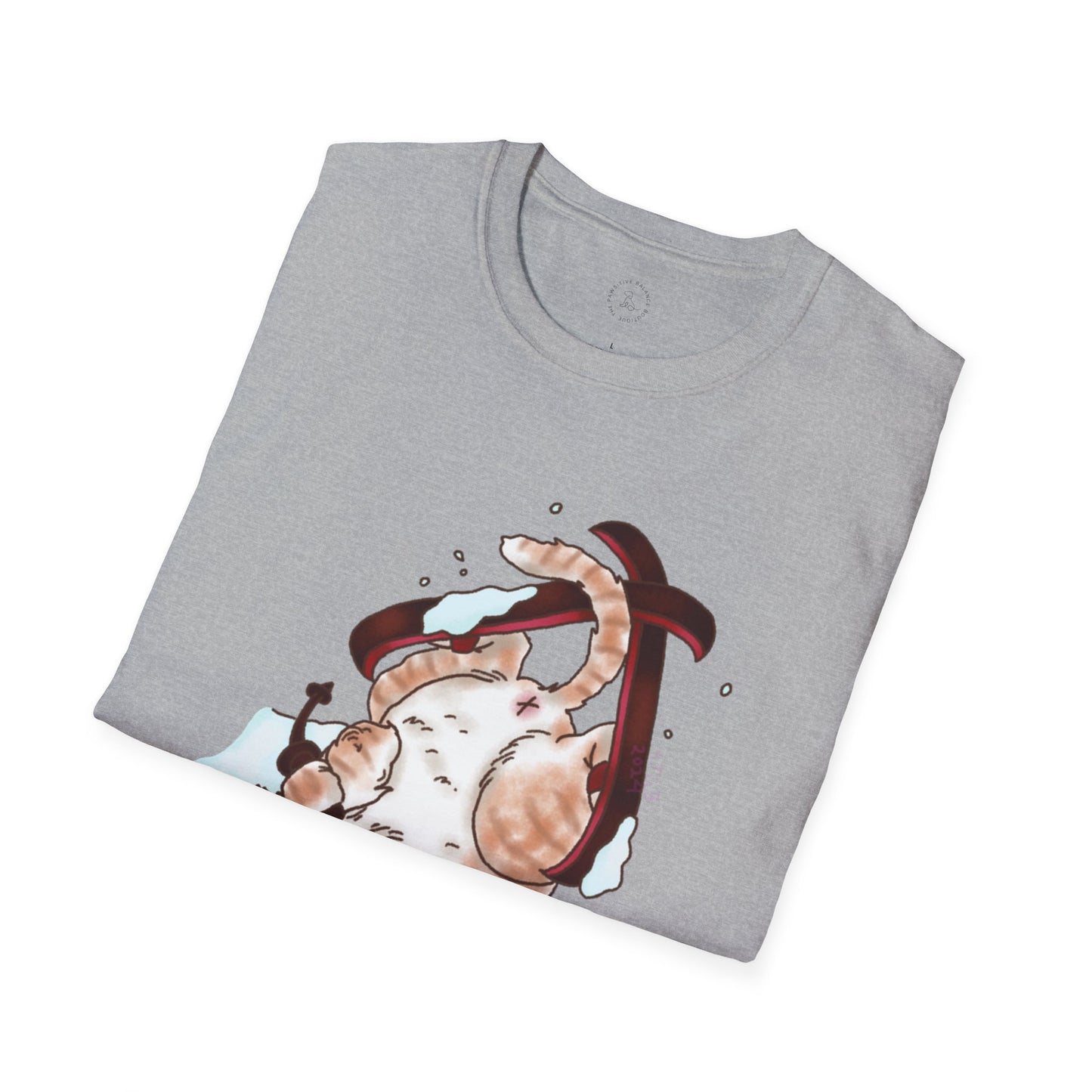 Clumsy Ski-tty Cat Unisex Softstyle T-Shirt