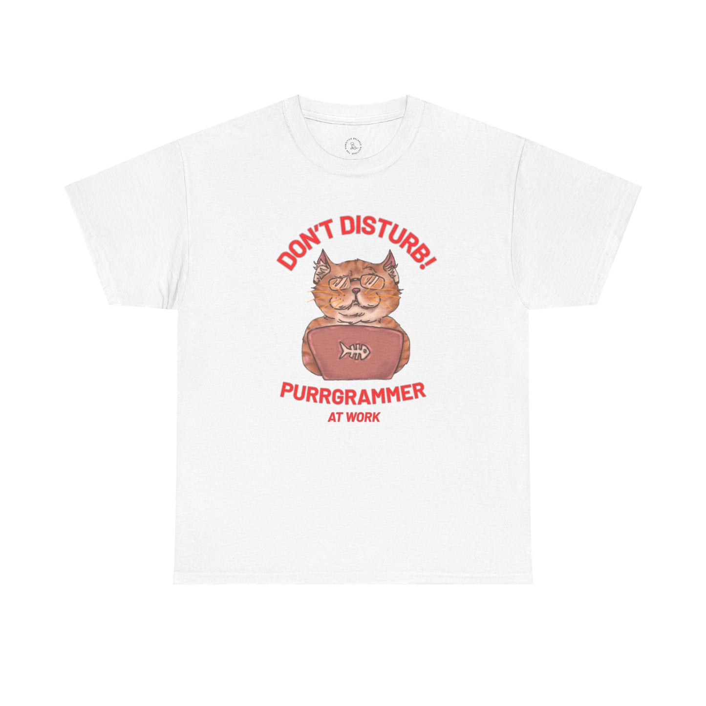 Funny Cat Purrgrammer Tee - Unisex Heavy Cotton T-Shirt, Perfect for Cat Lovers at Work