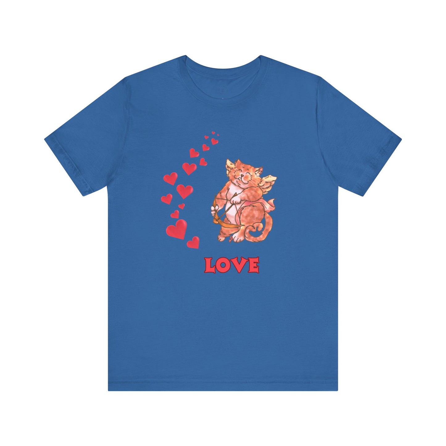 Cute Love Cat Short Sleeve Tee, Valentine's Day Gift, Casual T-Shirt, Trendy Outfits, Fun Graphic Shirt, Unisex Apparel