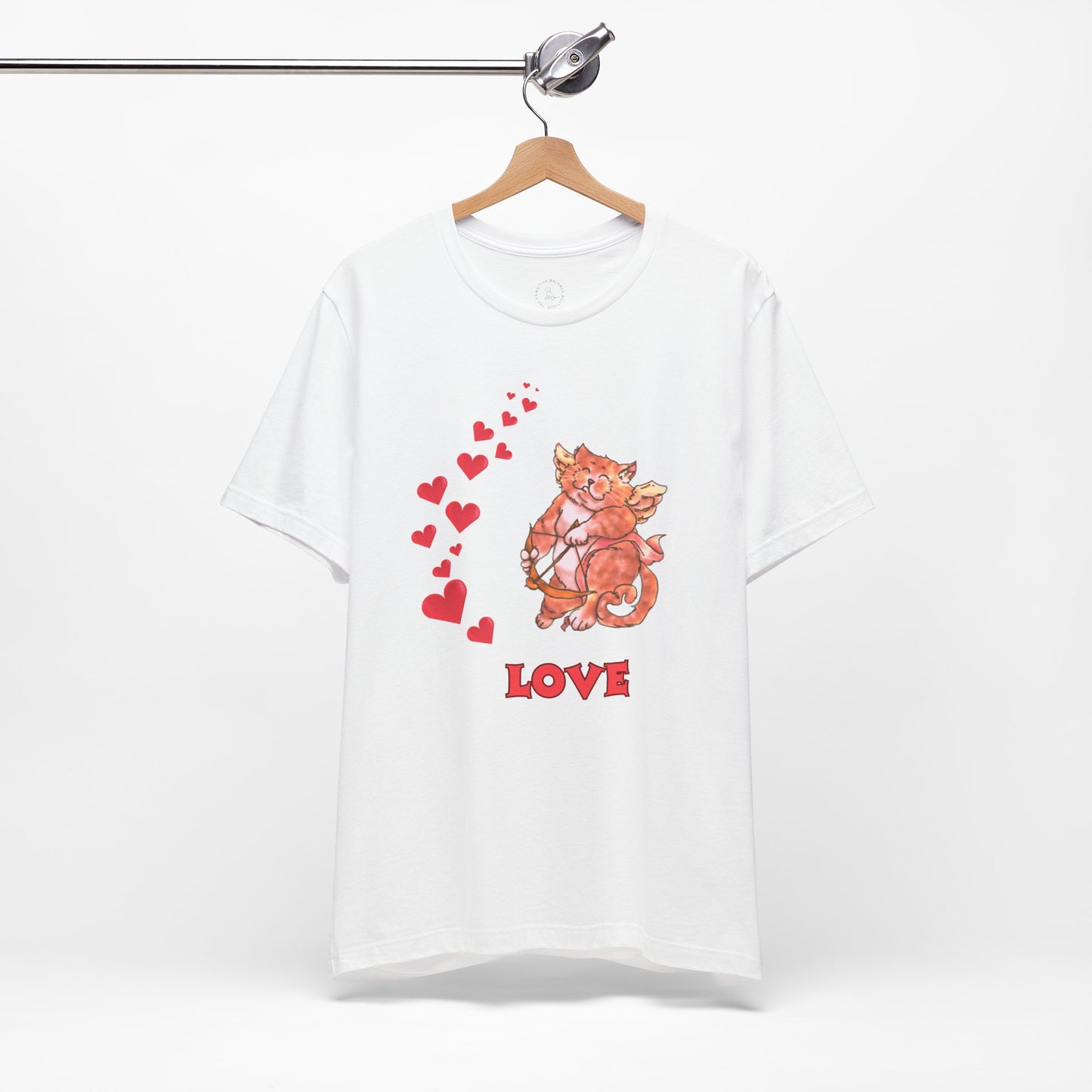 Cute Love Cat Short Sleeve Tee, Valentine's Day Gift, Casual T-Shirt, Trendy Outfits, Fun Graphic Shirt, Unisex Apparel