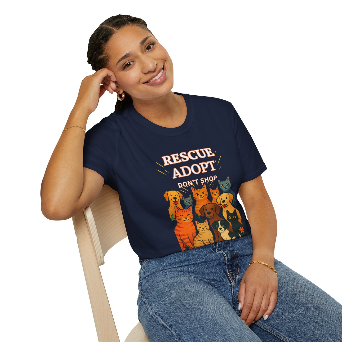 Adopt Don't Shop Pet Lovers T-Shirt, Animal Rescue Tee, Unisex Graphic Top, Gift for Animal Lovers, Adoption Awareness Shirt
