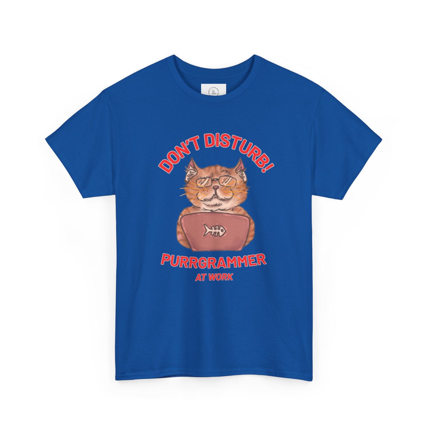 Funny Cat Purrgrammer Tee - Unisex Heavy Cotton T-Shirt, Perfect for Cat Lovers at Work