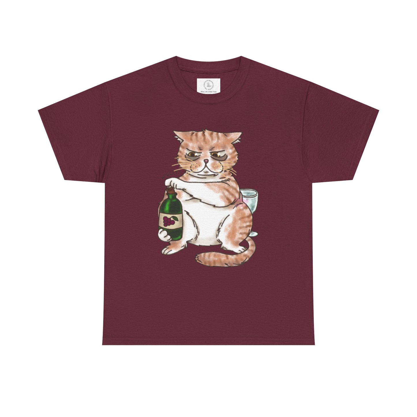 Funny Cat Paws Off My Pinot Unisex Heavy Cotton Tee