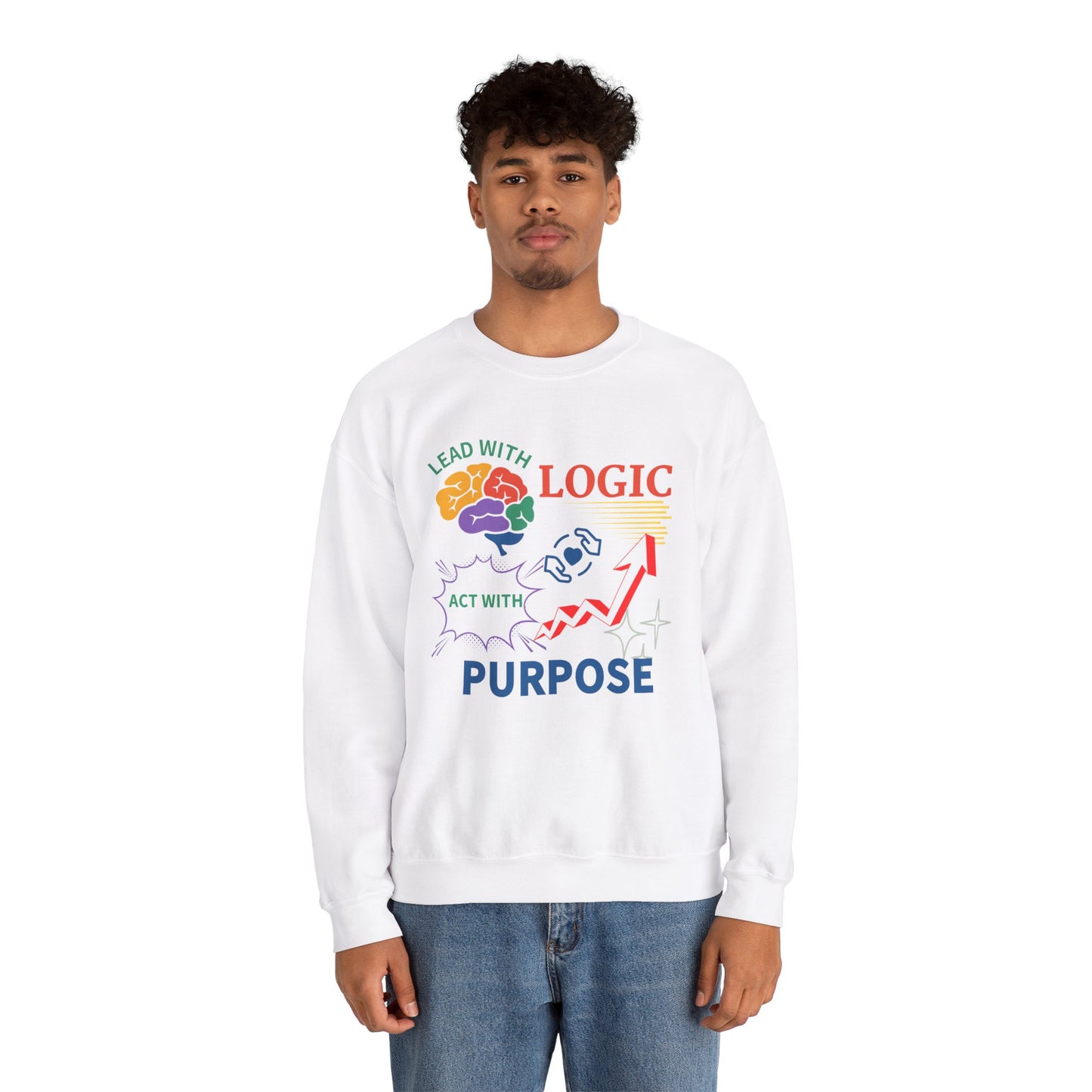 Unisex Heavy Blend™ Crewneck Sweatshirt - "Lead with Logic, Act with Purpose" Inspirational Design