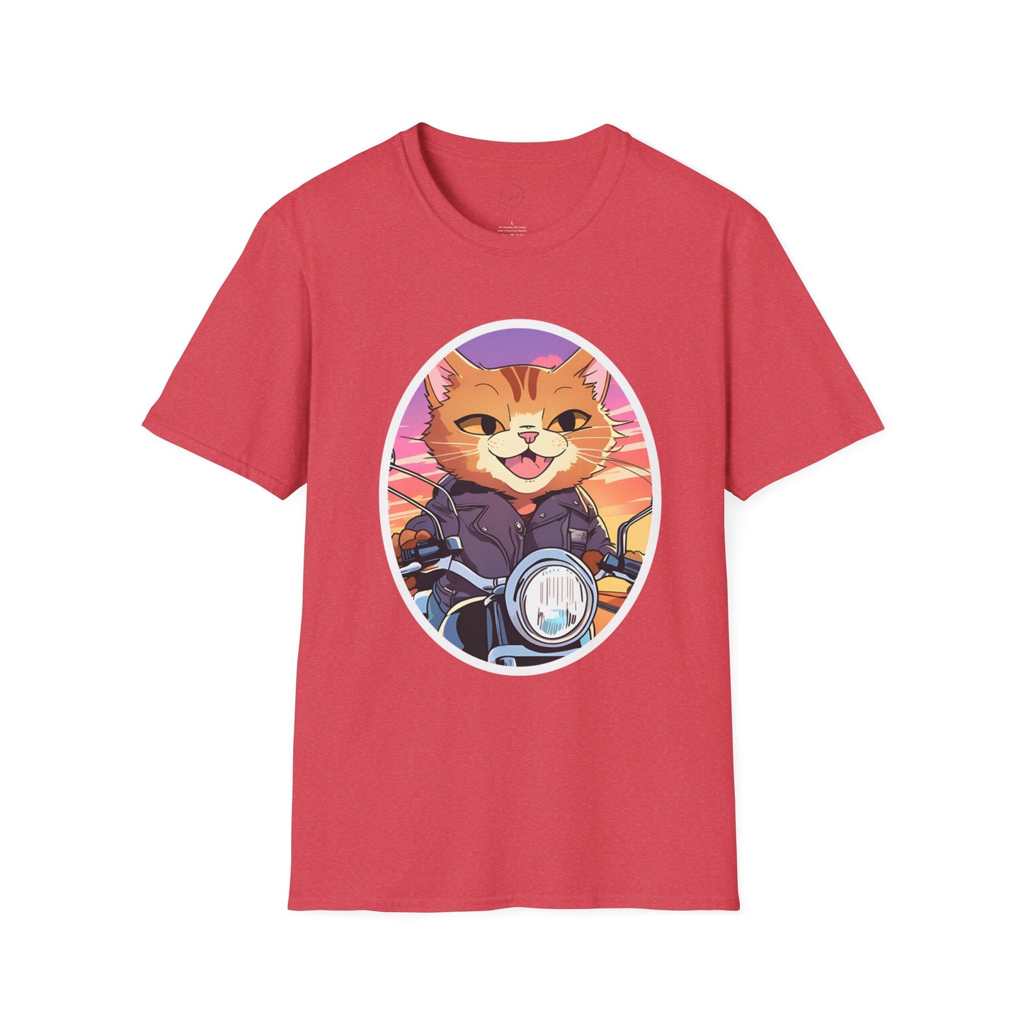 Motorcycle Riding Cat Unisex Softstyle T-Shirt