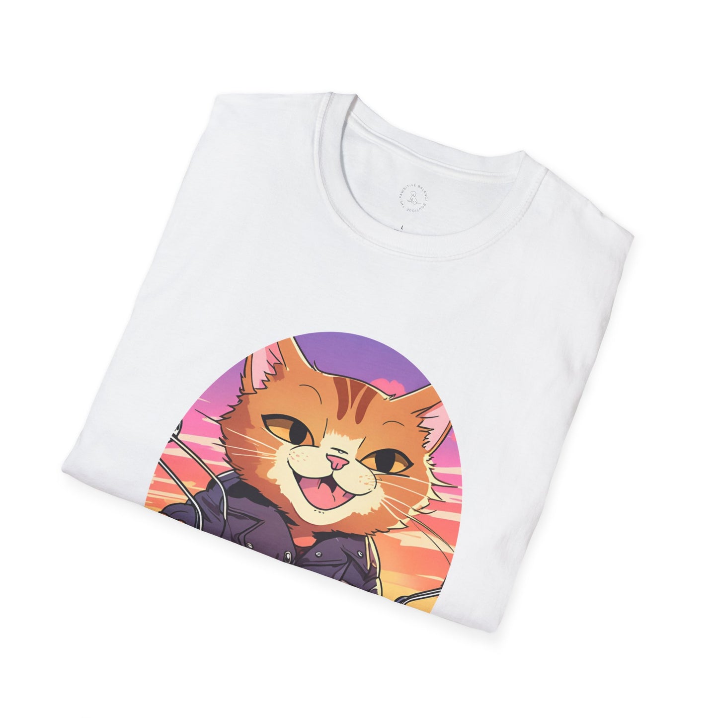 Motorcycle Riding Cat Unisex Softstyle T-Shirt
