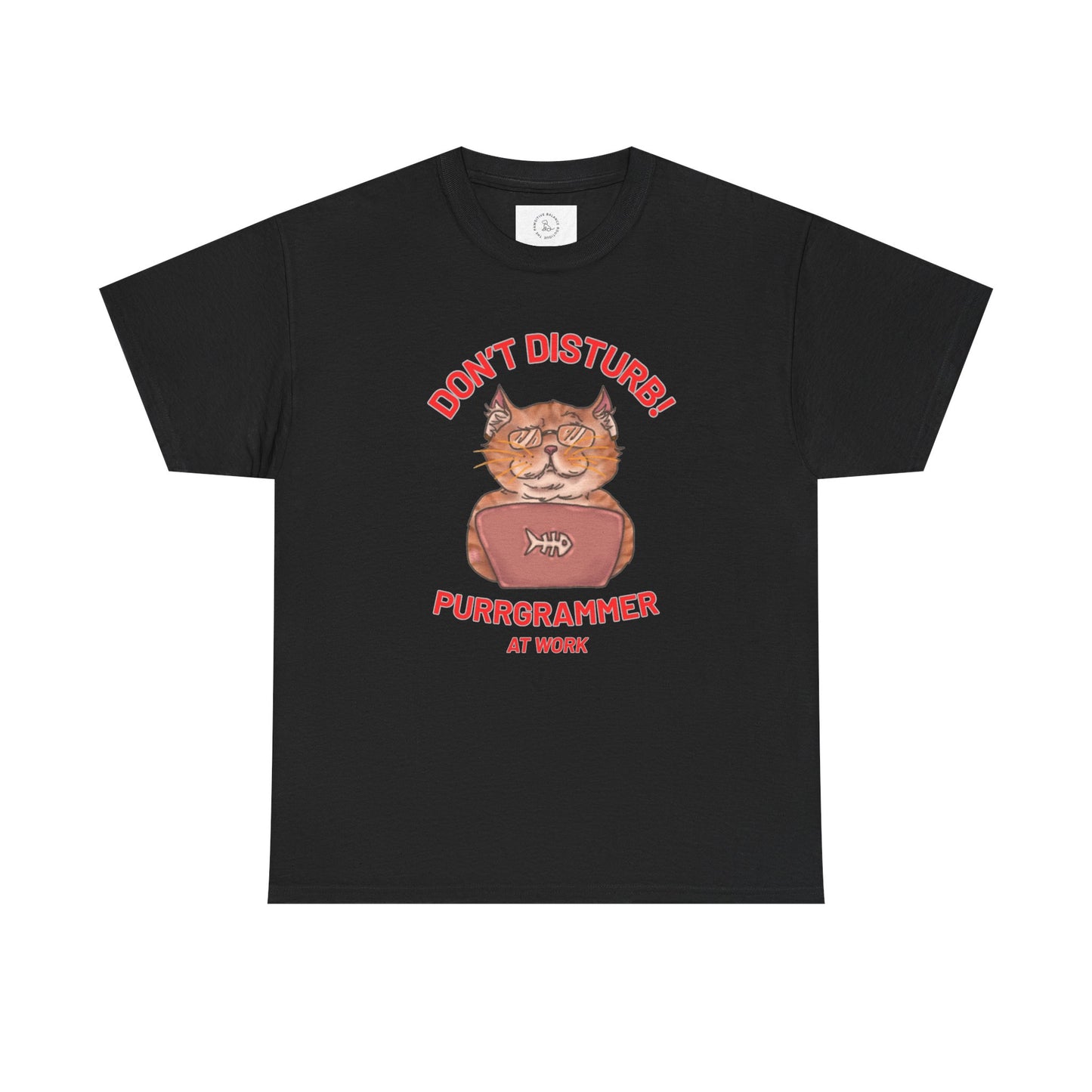 Funny Cat Purrgrammer Tee - Unisex Heavy Cotton T-Shirt, Perfect for Cat Lovers at Work