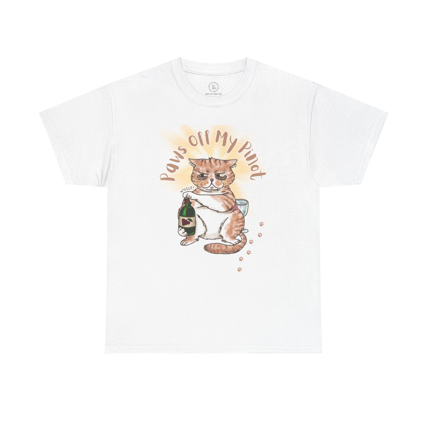 Funny Cat Paws Off My Pinot Unisex Heavy Cotton Tee