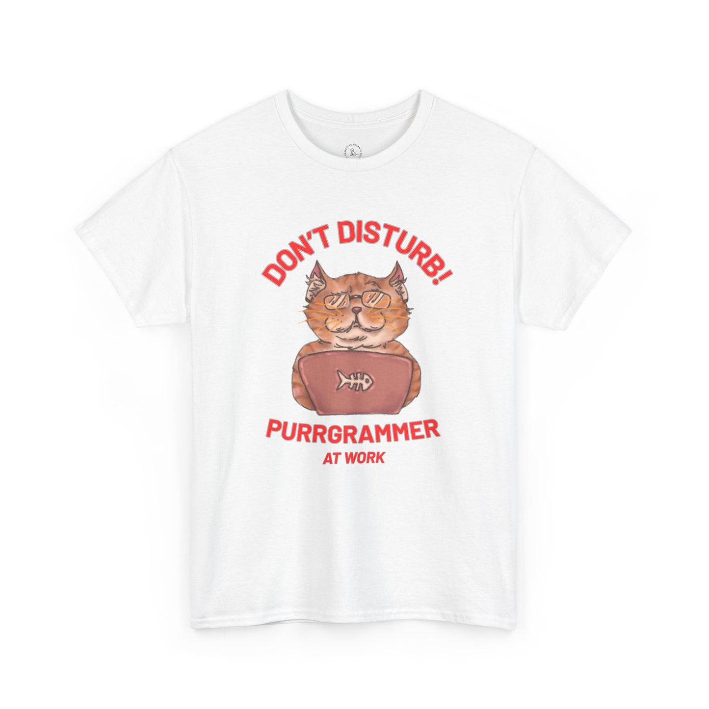 Funny Cat Purrgrammer Tee - Unisex Heavy Cotton T-Shirt, Perfect for Cat Lovers at Work