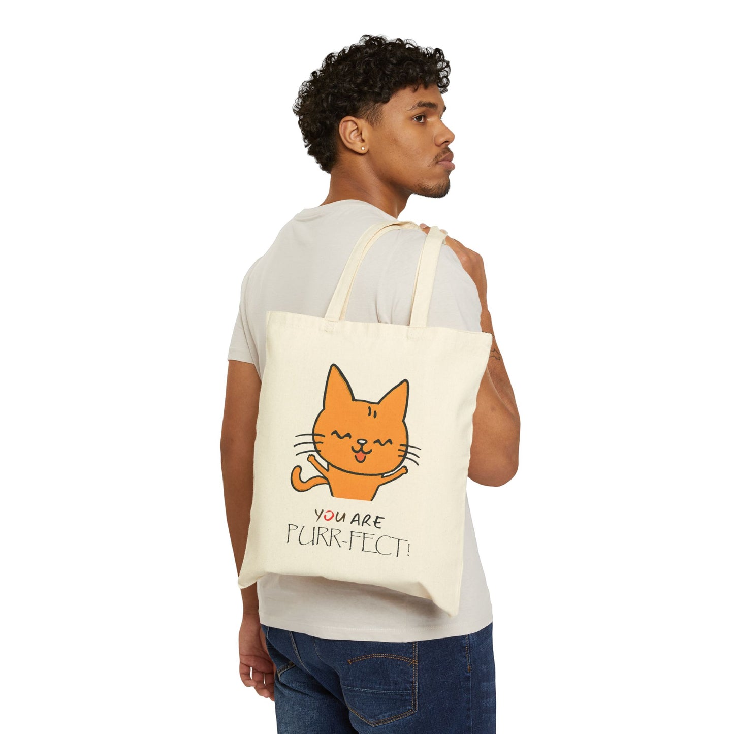 Orange Cat Life Cotton Canvas Tote Bag