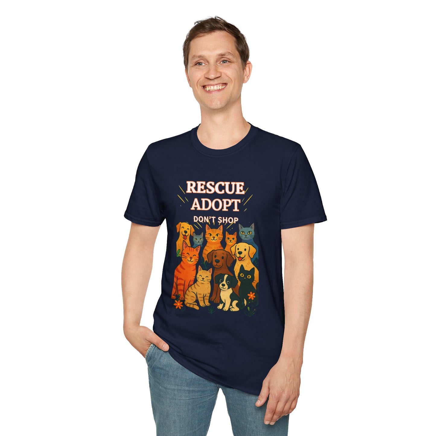 Adopt Don't Shop Pet Lovers T-Shirt, Animal Rescue Tee, Unisex Graphic Top, Gift for Animal Lovers, Adoption Awareness Shirt