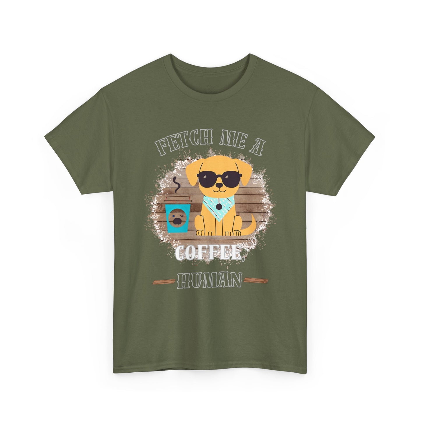 Funny Coffee Lover Unisex Heavy Cotton Tee - 'Fetch Me A Coffee Human'