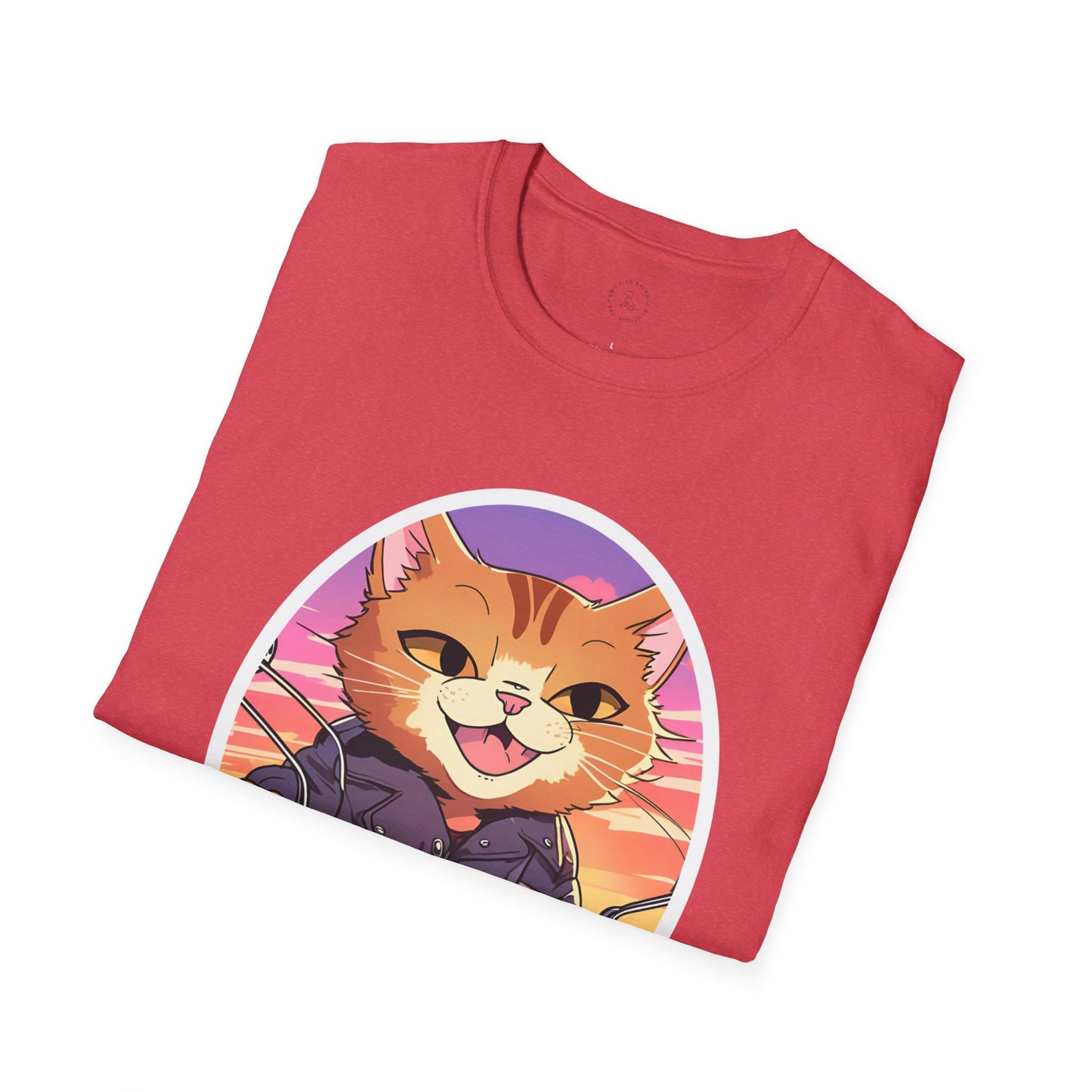 Motorcycle Riding Cat Unisex Softstyle T-Shirt