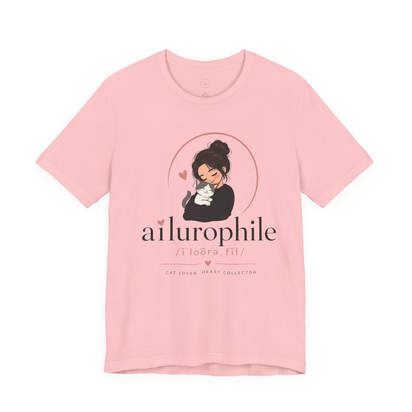 Ailurophile Cat Lover Tee — Cute Woman Holding Cat Graphic Shirt