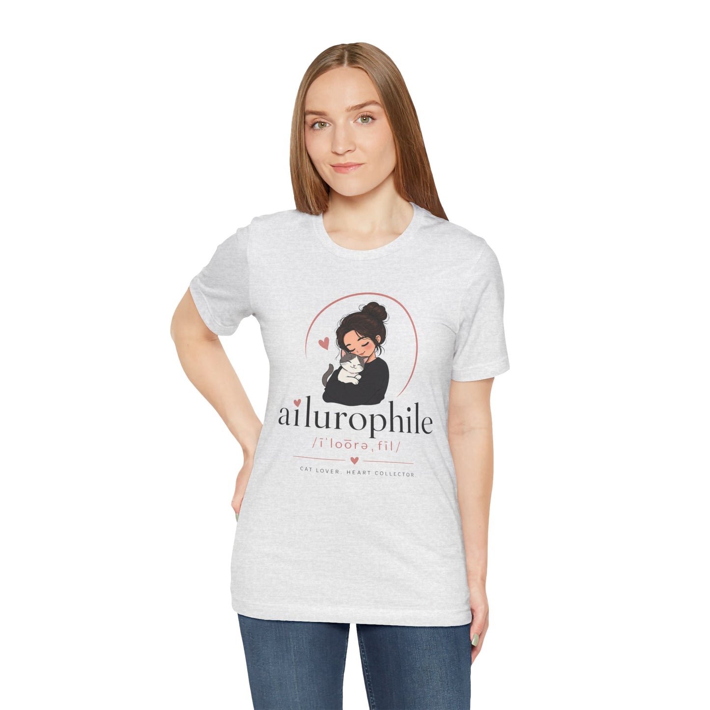 Ailurophile Cat Lover Tee — Cute Woman Holding Cat Graphic Shirt