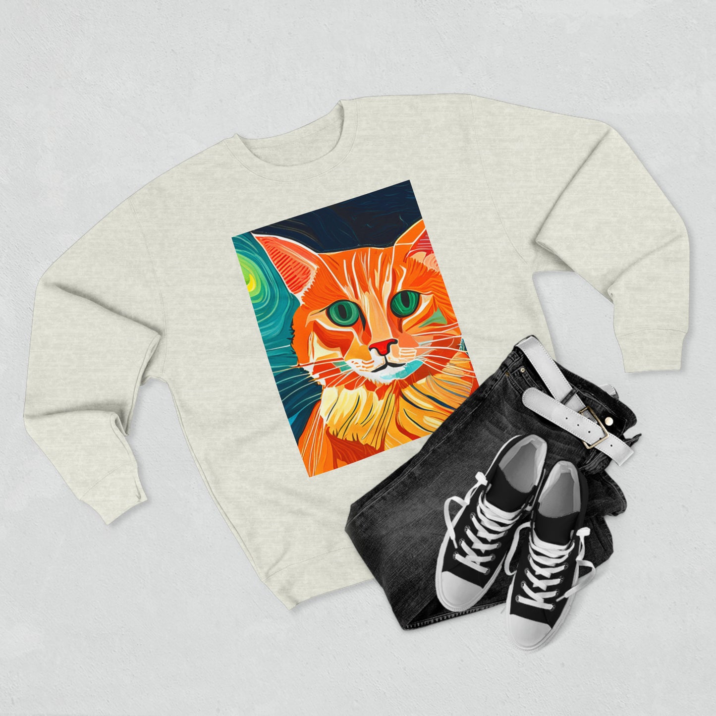 Cat Stare - Unisex Premium Crewneck Sweatshirt