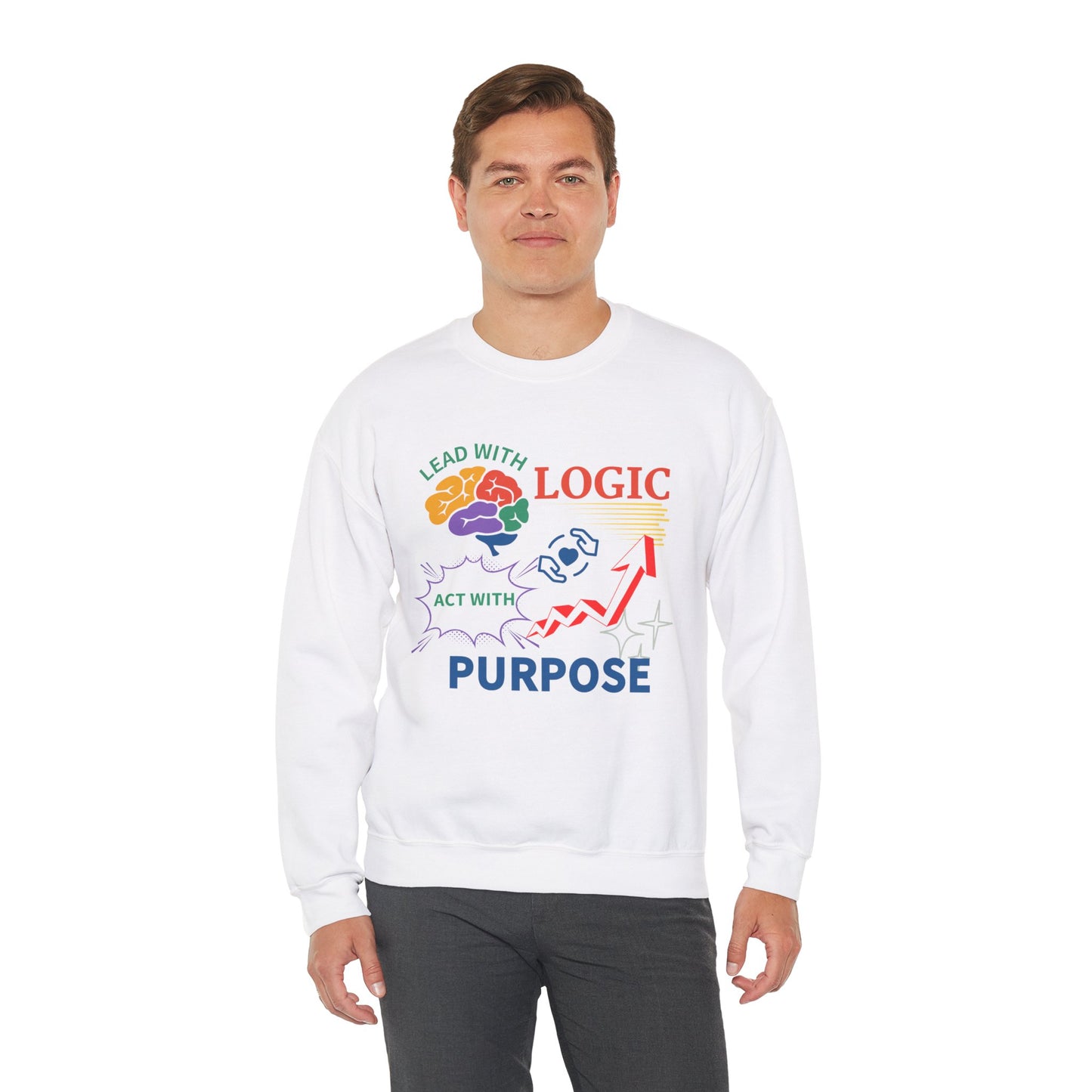Unisex Heavy Blend™ Crewneck Sweatshirt - "Lead with Logic, Act with Purpose" Inspirational Design