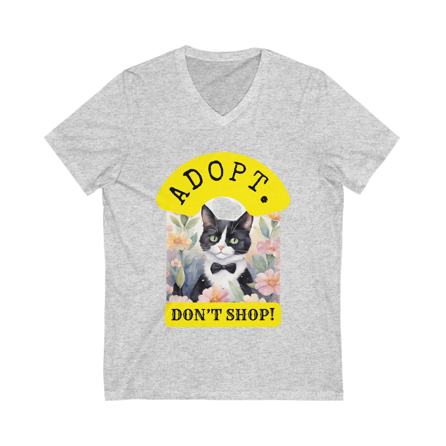 ADOPT. DON'T SHOP. Unisex Jersey Short Sleeve V-Neck Tee