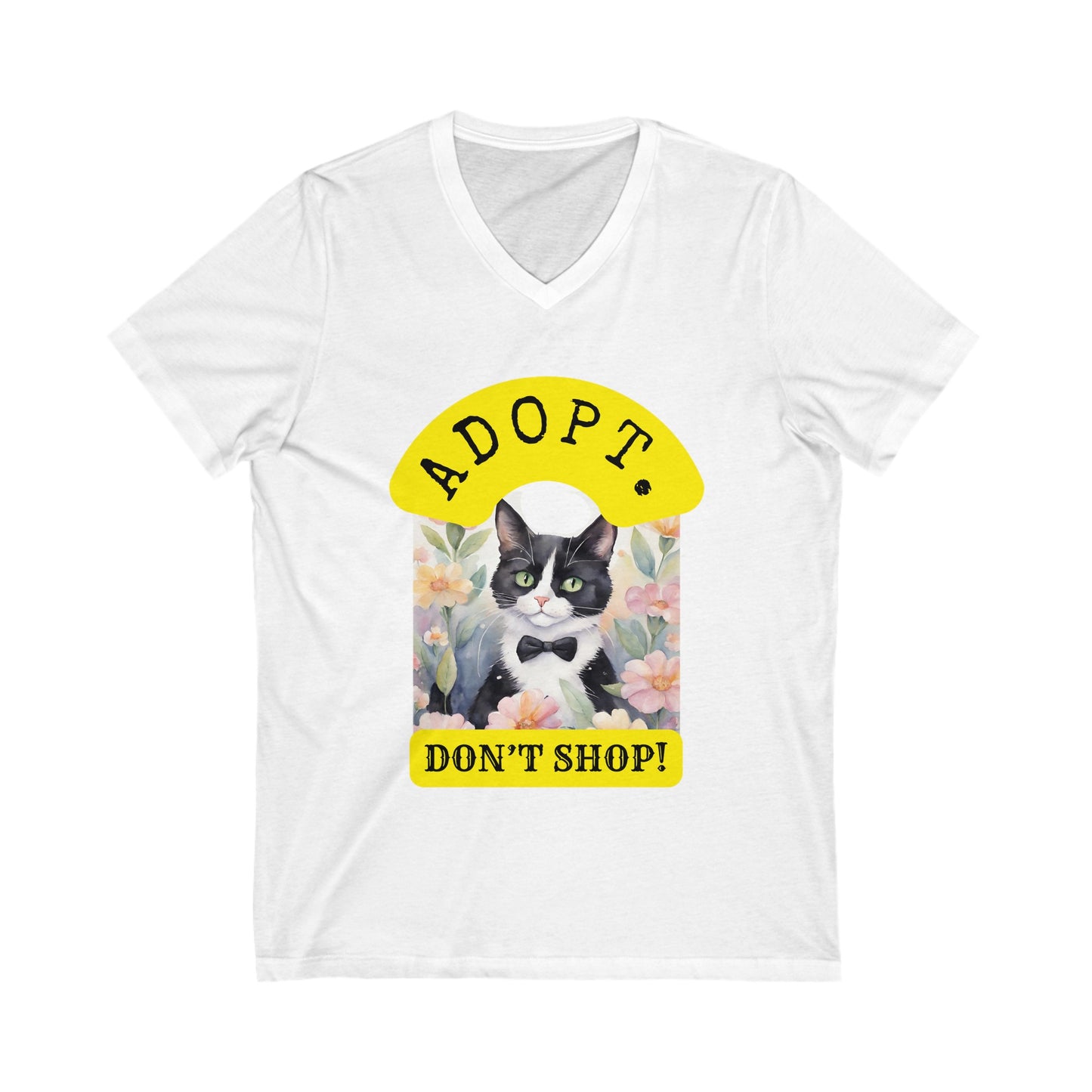 ADOPT. DON'T SHOP. Unisex Jersey Short Sleeve V-Neck Tee