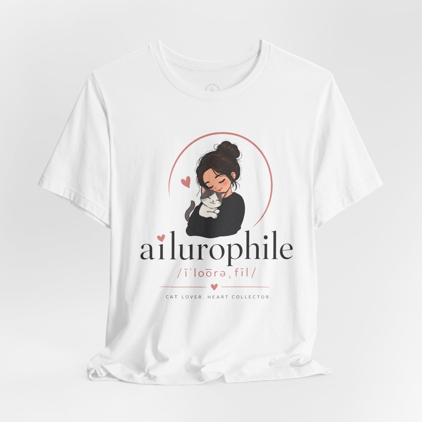 Ailurophile Cat Lover Tee — Cute Woman Holding Cat Graphic Shirt