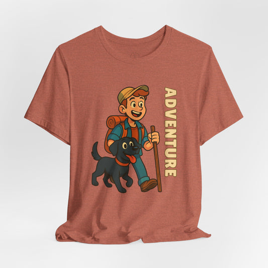Adventure Dog Lover Tee, Unisex Short Sleeve T-Shirt, Hiking Shirt, Pet Lover Gift, Outdoor Adventure Apparel