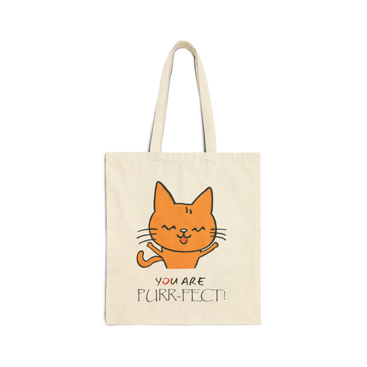 Orange Cat Life Cotton Canvas Tote Bag