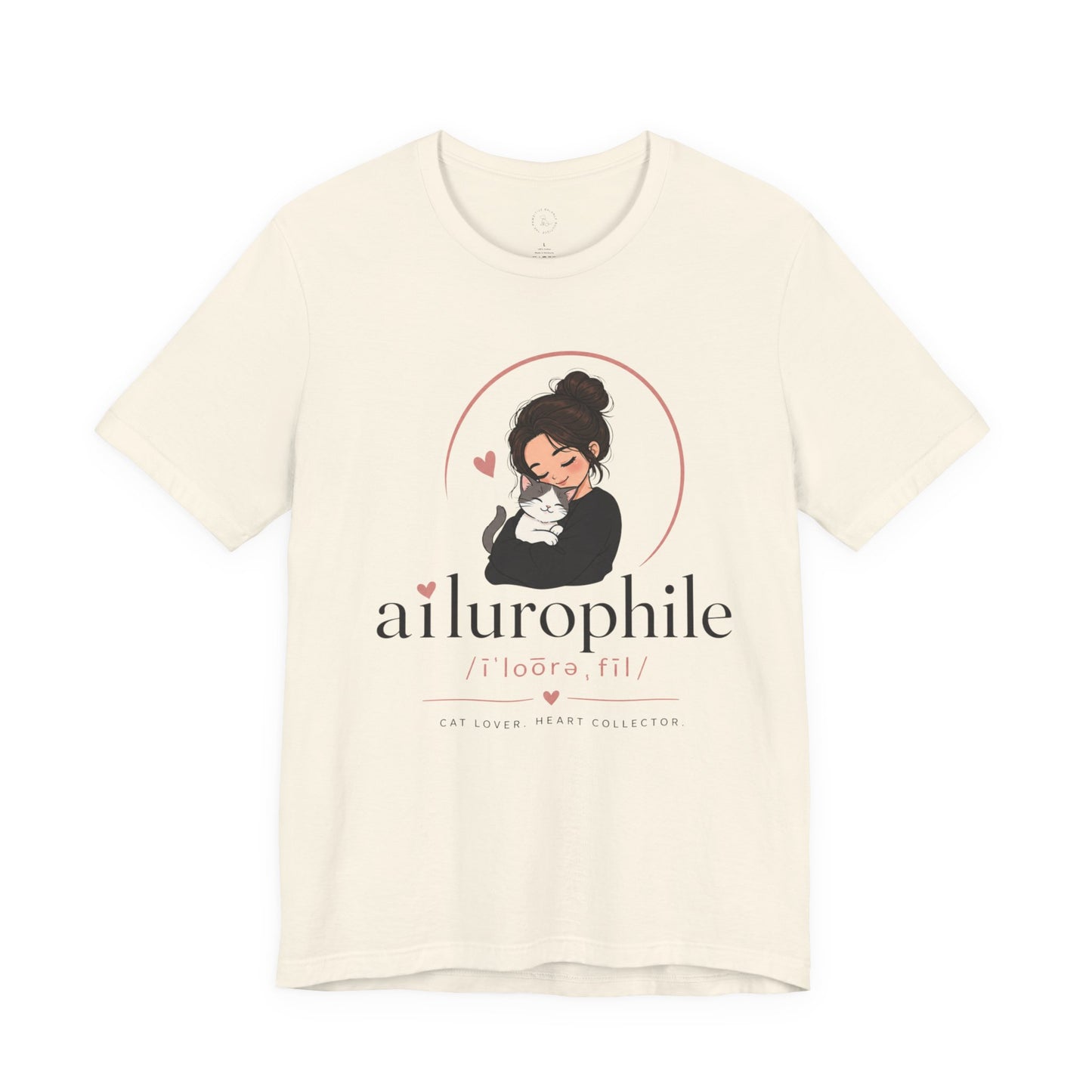 Ailurophile Cat Lover Tee — Cute Woman Holding Cat Graphic Shirt