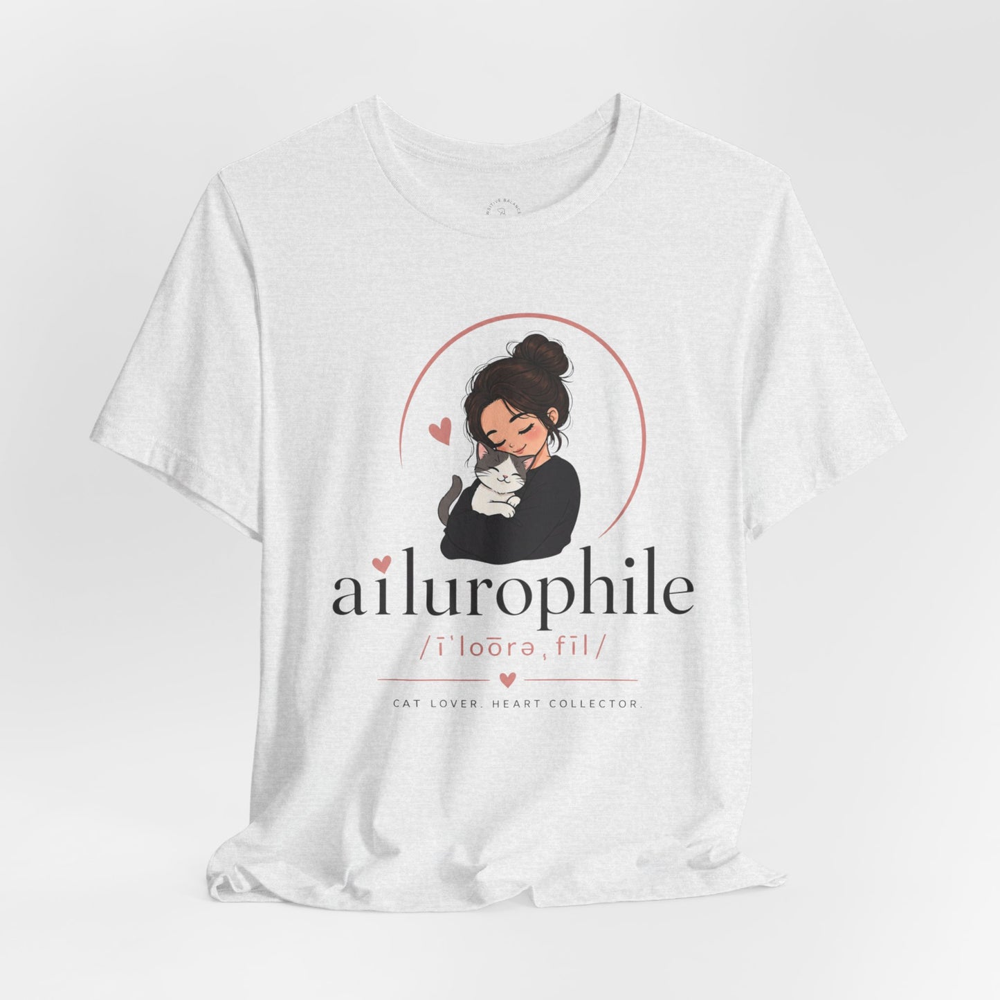 Ailurophile Cat Lover Tee — Cute Woman Holding Cat Graphic Shirt