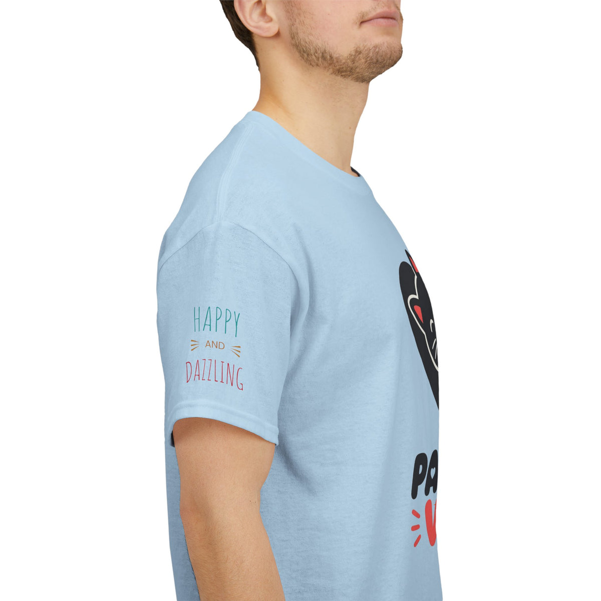 Pawsitive Vibes T-Shirt — Cute Black Cat Heart Graphic Tee