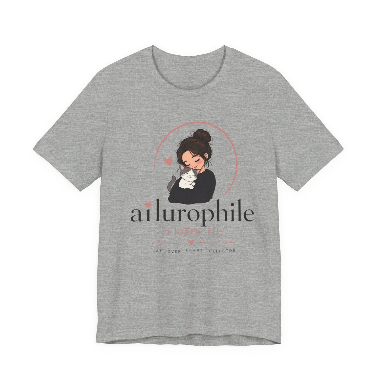 Ailurophile Cat Lover Tee — Cute Woman Holding Cat Graphic Shirt